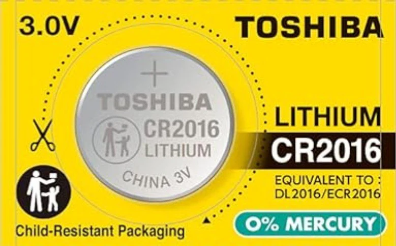 TOSHIBA CR2016 3V Lithium Coin Cell Battery, 1pc