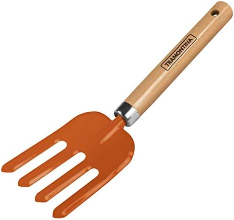 Tramontina Hand Garden Fork 4 Teeth with Special Carbon Steel and Wood Handle
