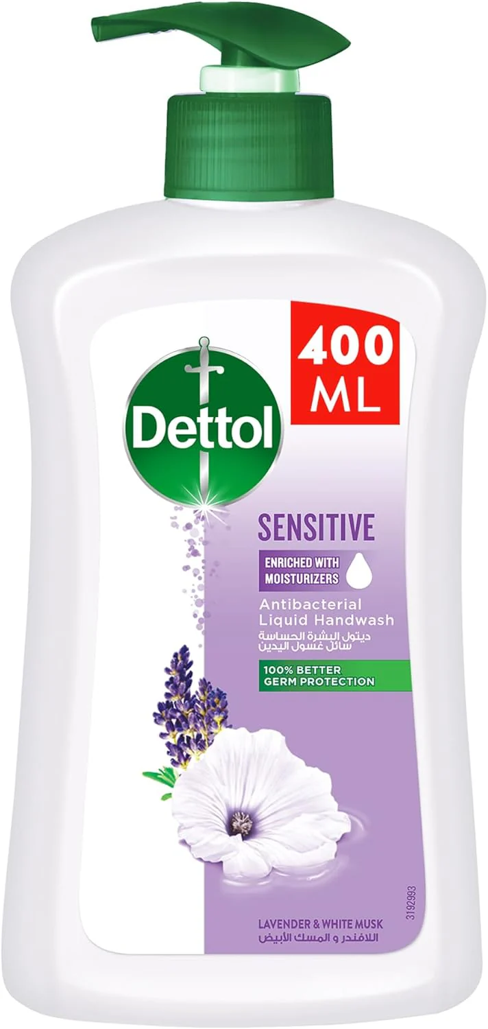 Dettol Sensitive Liquid Handwash Pump, Lavender & White Musk Scent, 400ml