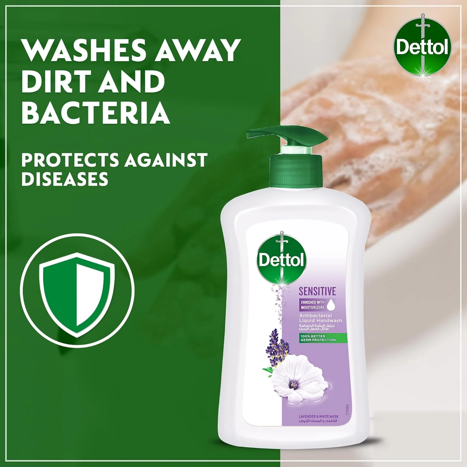Dettol Sensitive Liquid Handwash Pump, Lavender & White Musk Scent, 400ml - Image 5