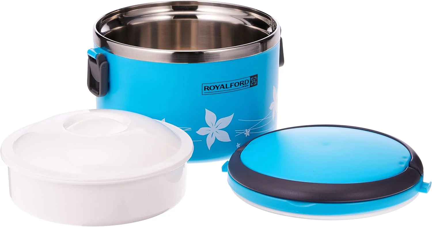 Royalford 1L Lunch Box – Leak-Proof & Airtight Lid Food Storage Container – Stainless Steel Inner, Durable, Non-Toxic And Extended Fastening Lid Design – Portable And Dishwasher Safe , Assorted Color - Image 2