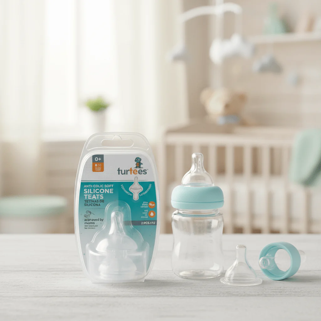 Turtees Anti-Colic Soft Silicone Teats – Slow Flow, 0+ Months (2 Pcs) - Image 4