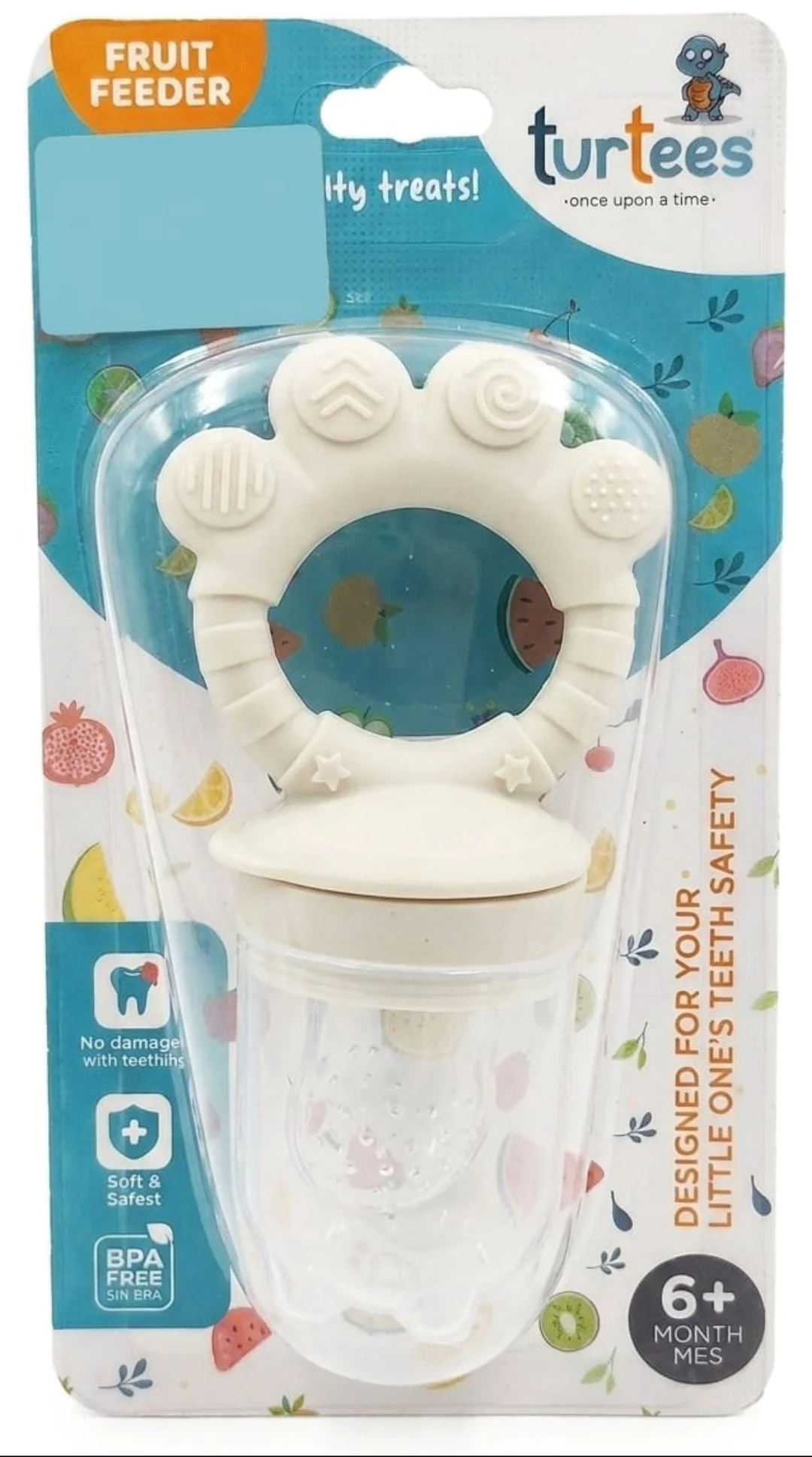 Turtees Baby Fruit Feeder with Teether Ring – BPA Free | 6+ Months