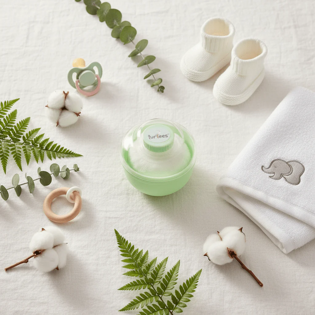 Turtees Baby Premium Powder Puff – Green - Image 2