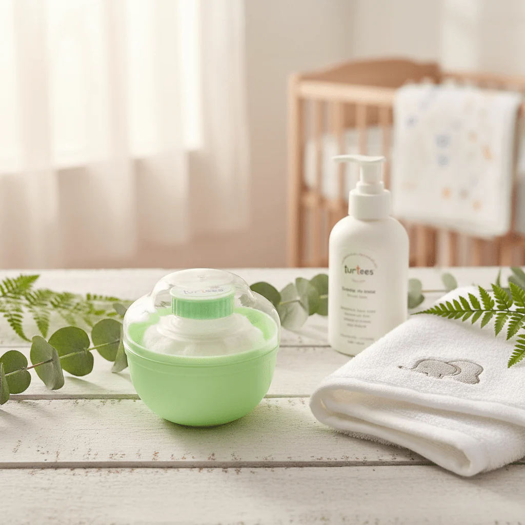 Turtees Baby Premium Powder Puff – Green - Image 3
