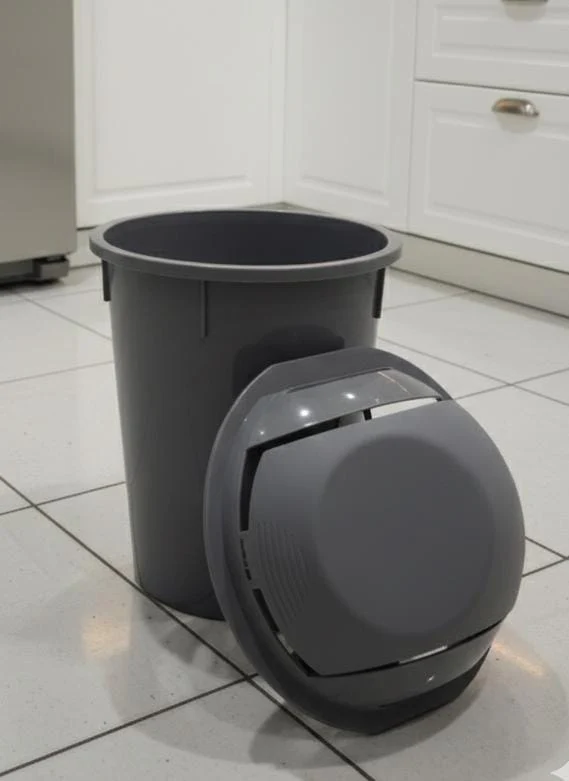 UFO 22 Litre Swing Dustbin – Durable Plastic Waste Bin 32.5x46.5 cm, Gray Color, for Home & Office Use - Image 3