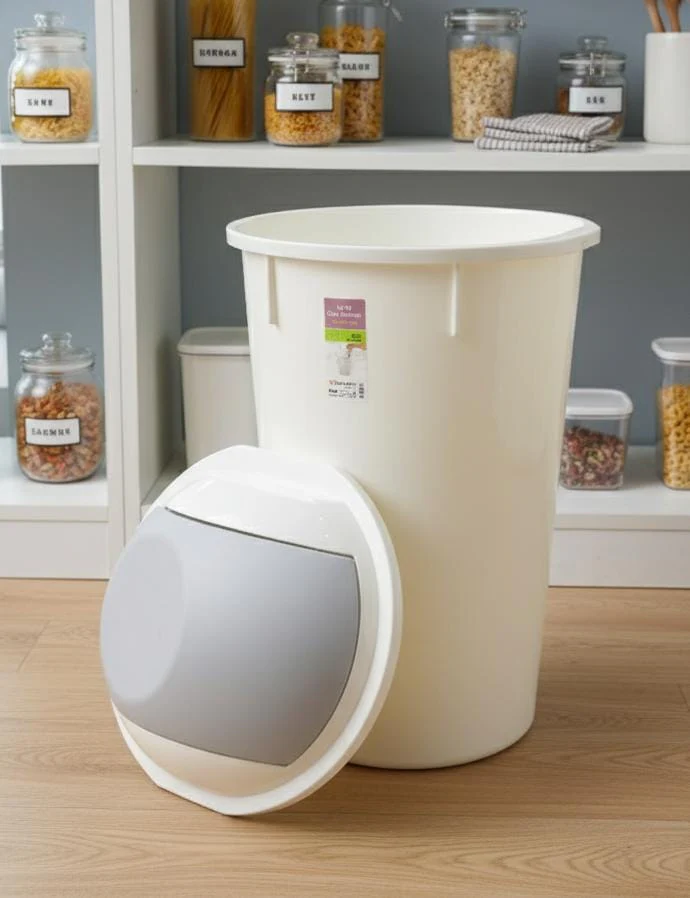 UFO 50 Litre Large Swing Dustbin – Heavy-Duty Plastic Waste Bin 39.5x72 cm, White Color for Indoor & Outdoor Use - Image 3