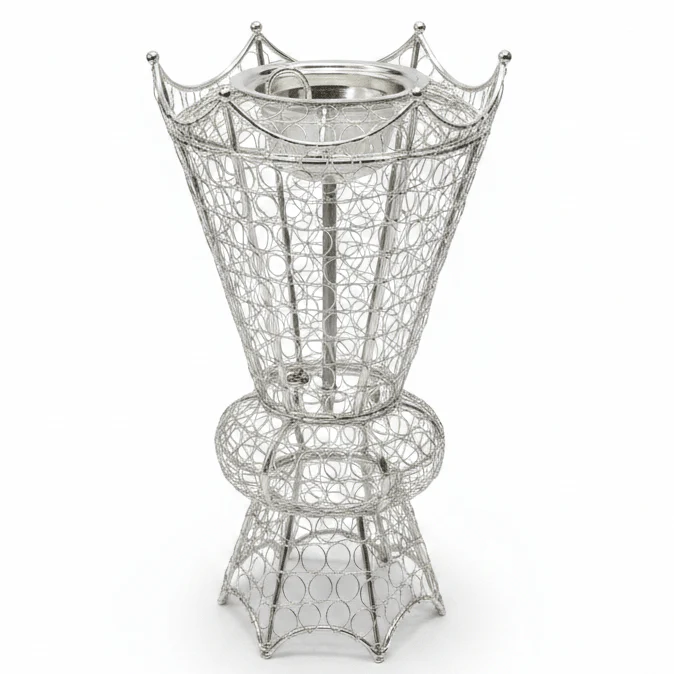 Ugarit Premium Silver Metal Incense Burner 40×24 cm Elegant Home Decor Piece