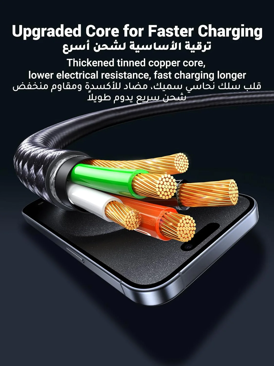 UGREEN 2-in-1 Universal PD Fast Charging Cable, 100W Max Power Output, 2-Port Fast Charging, High Density Braiding, US561 - Image 7