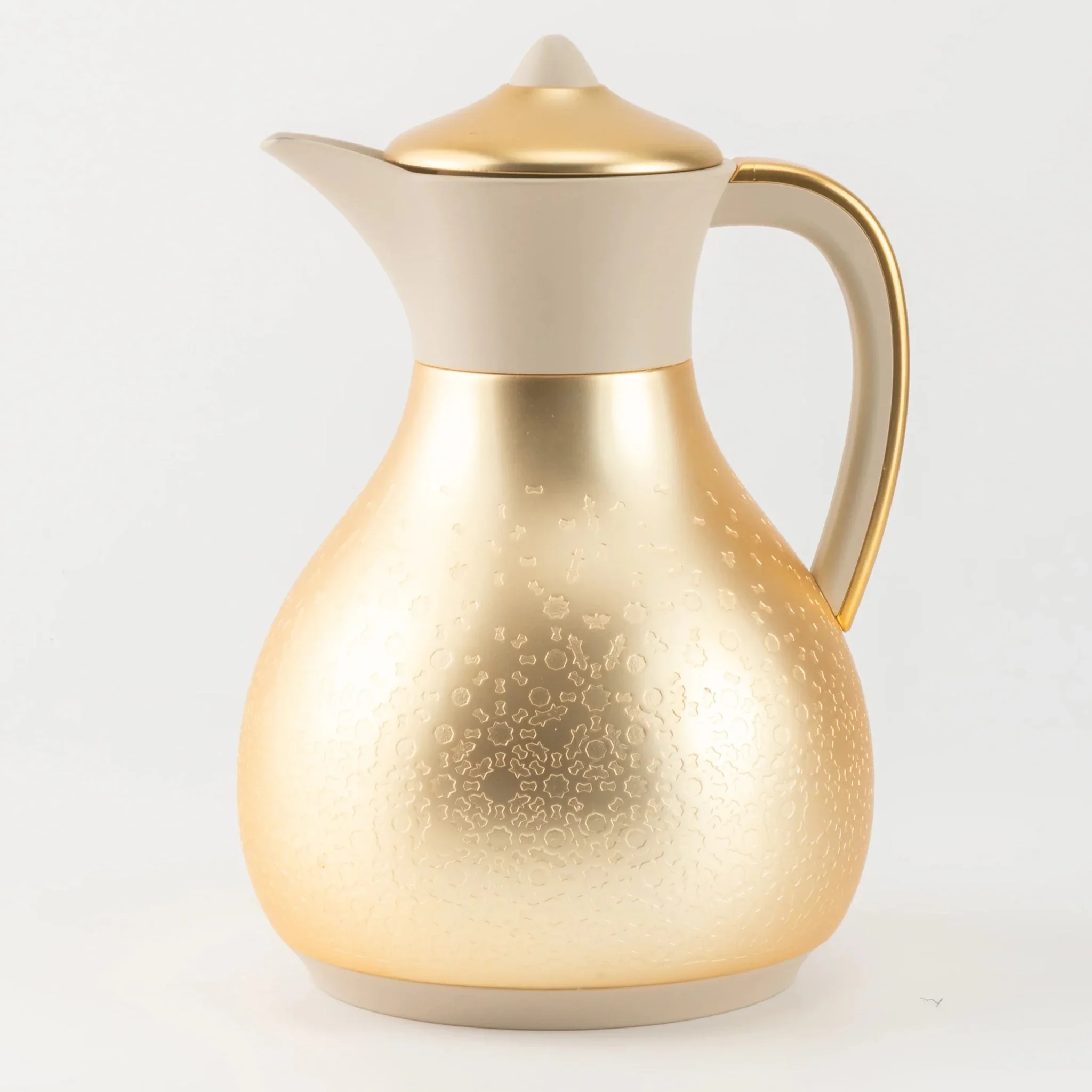 Otantik 1 Ltr Tea Or Coffee Pot From Nourhan - Matte Gold + Beige - Image 3