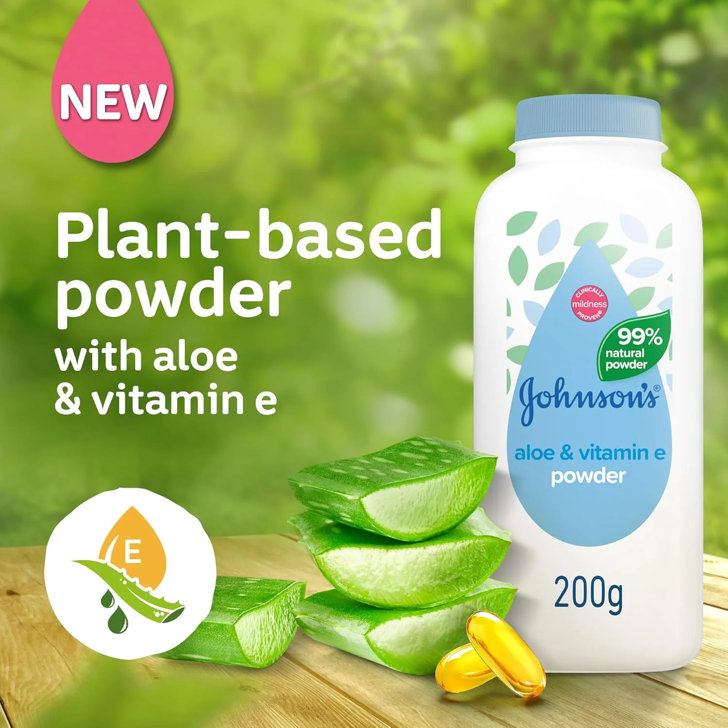 Johnson's Baby Aloe & Vitamin E Talc-Free Baby Powder 200g - Image 2