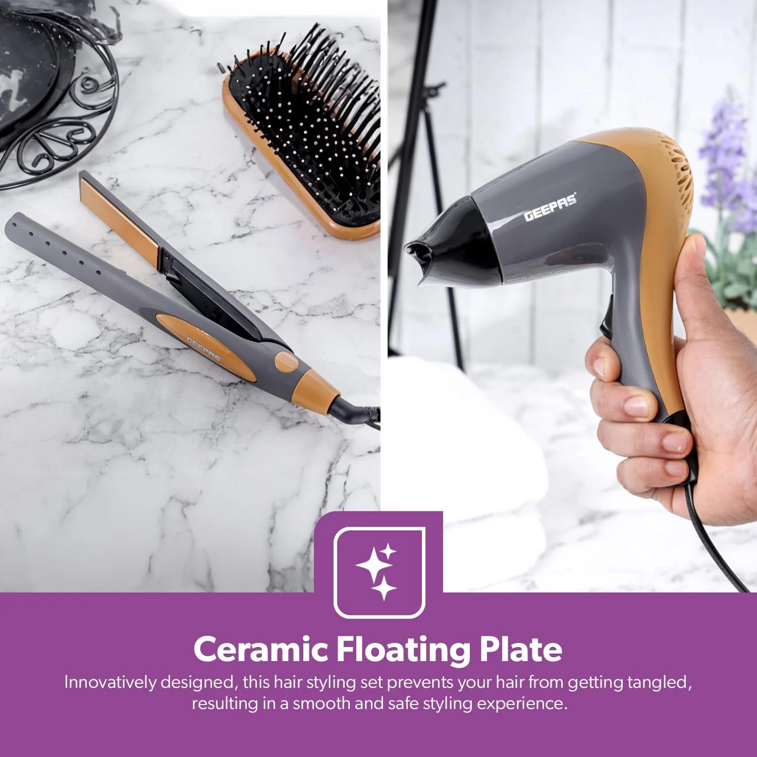 Geepas Hair Dryer & Straightener Combo GHF86074 - Image 3