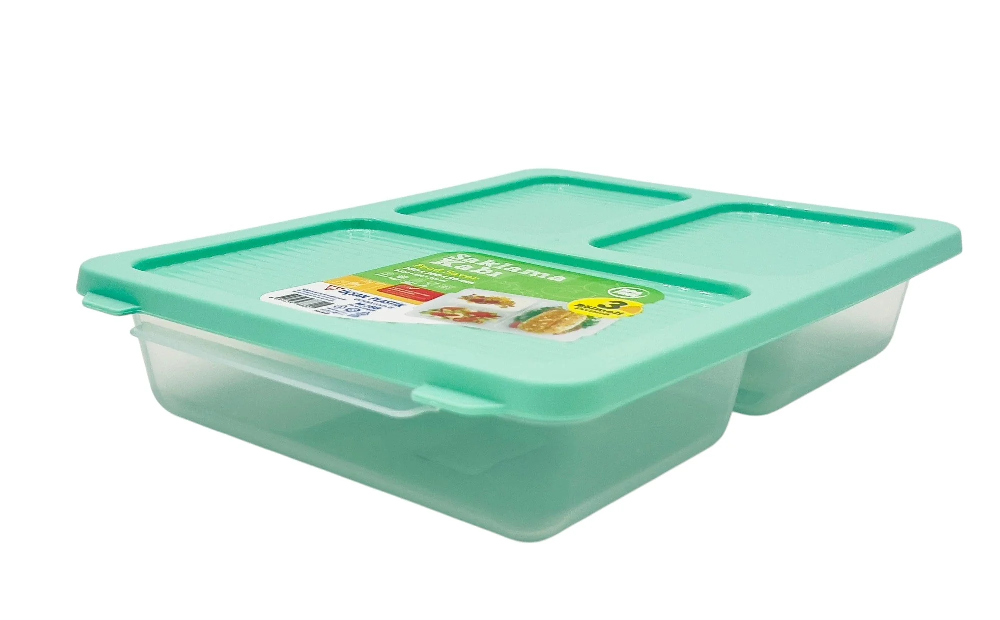 USKAN Saklama Kabi 3 Compartment Food Saver Box 330ml+330ml+750ml,  Teal - Image 2