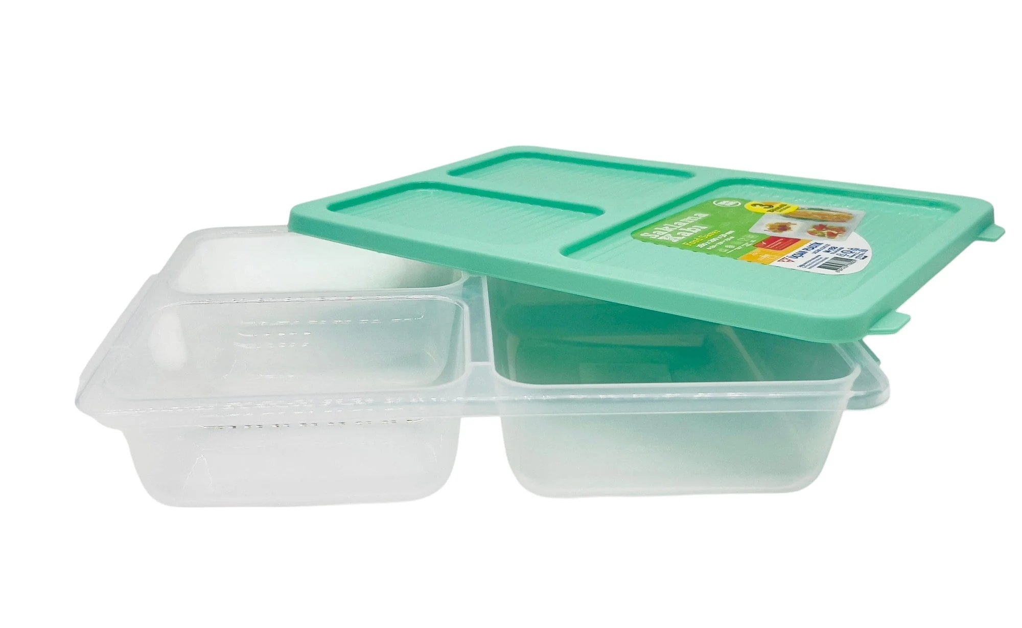 USKAN Saklama Kabi 3 Compartment Food Saver Box 330ml+330ml+750ml,  Teal - Image 3