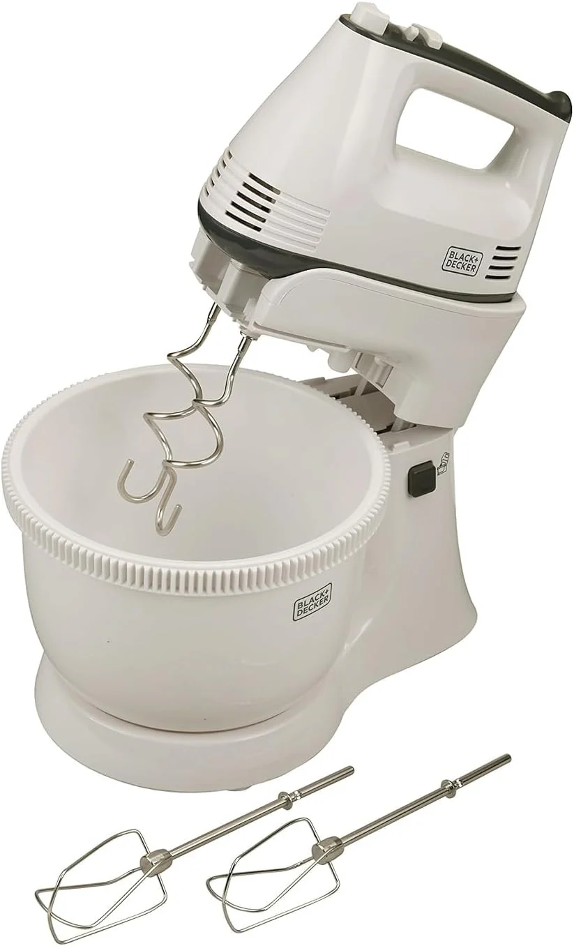 Black & Decker 300w 5 speed multifunction bowl and stand mixer, white - m700