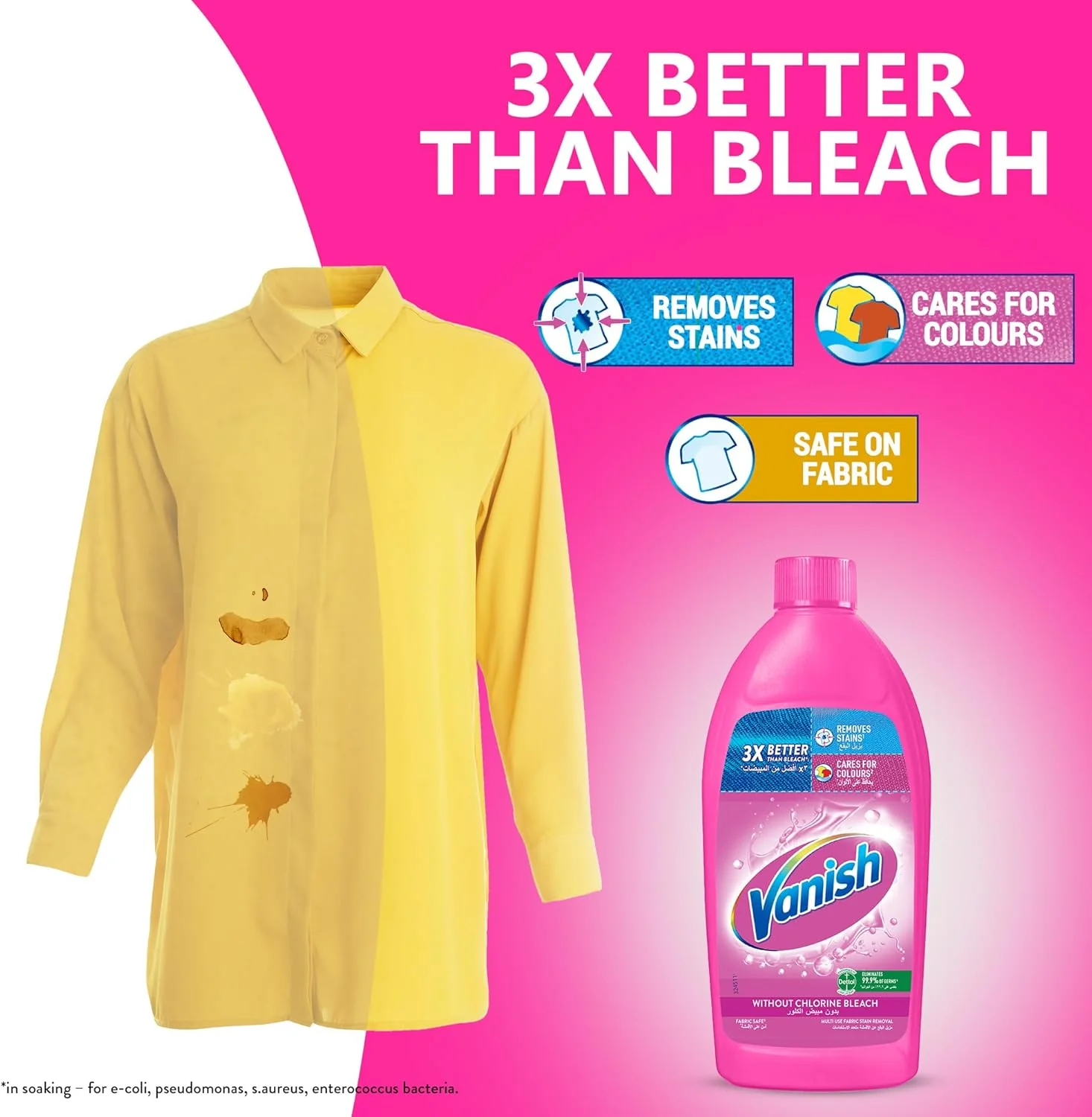 Vanish Liquid Fabric Stain Remover 500ml for Coloured & White clothes - Image 3