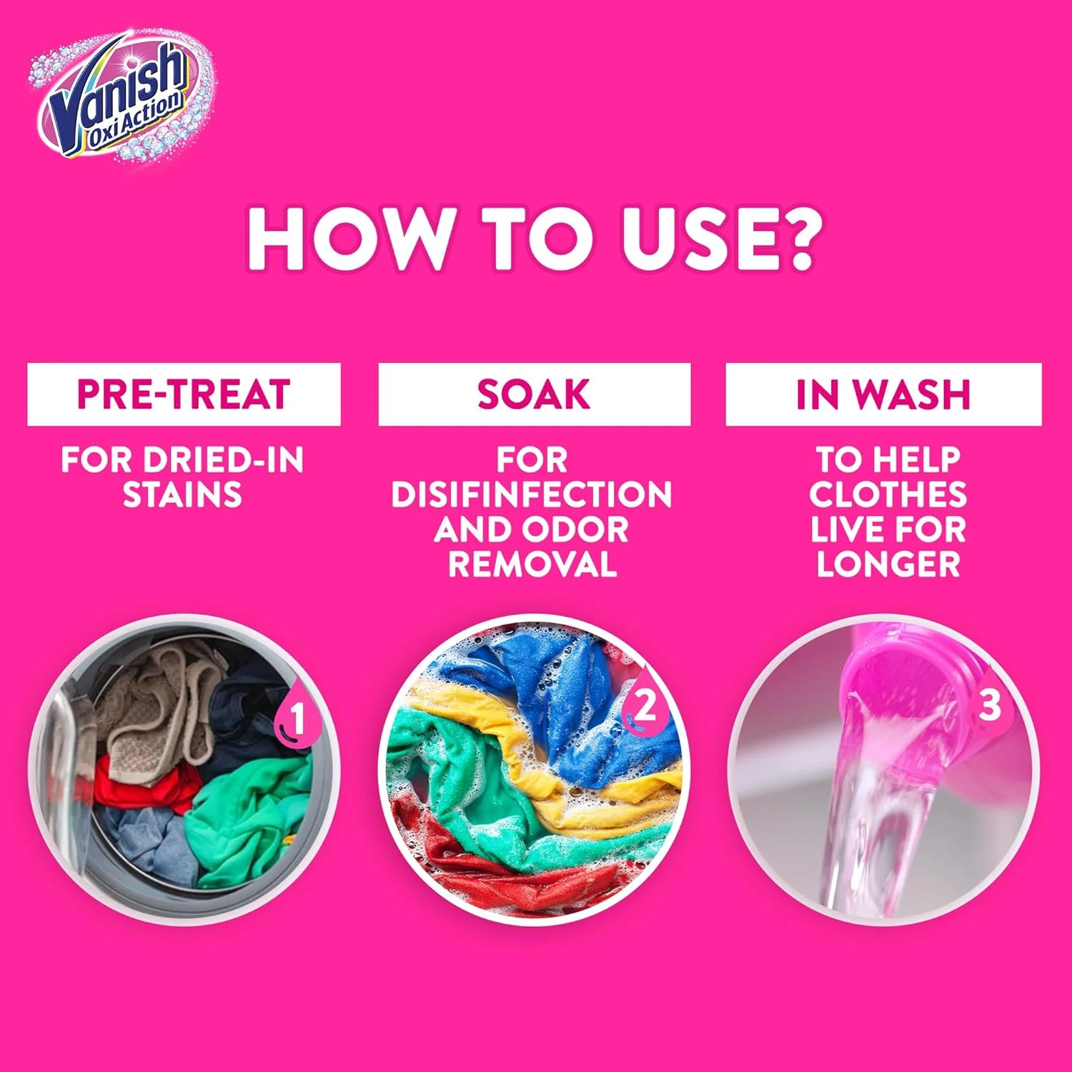 Vanish Liquid Fabric Stain Remover 500ml for Coloured & White clothes - Image 4
