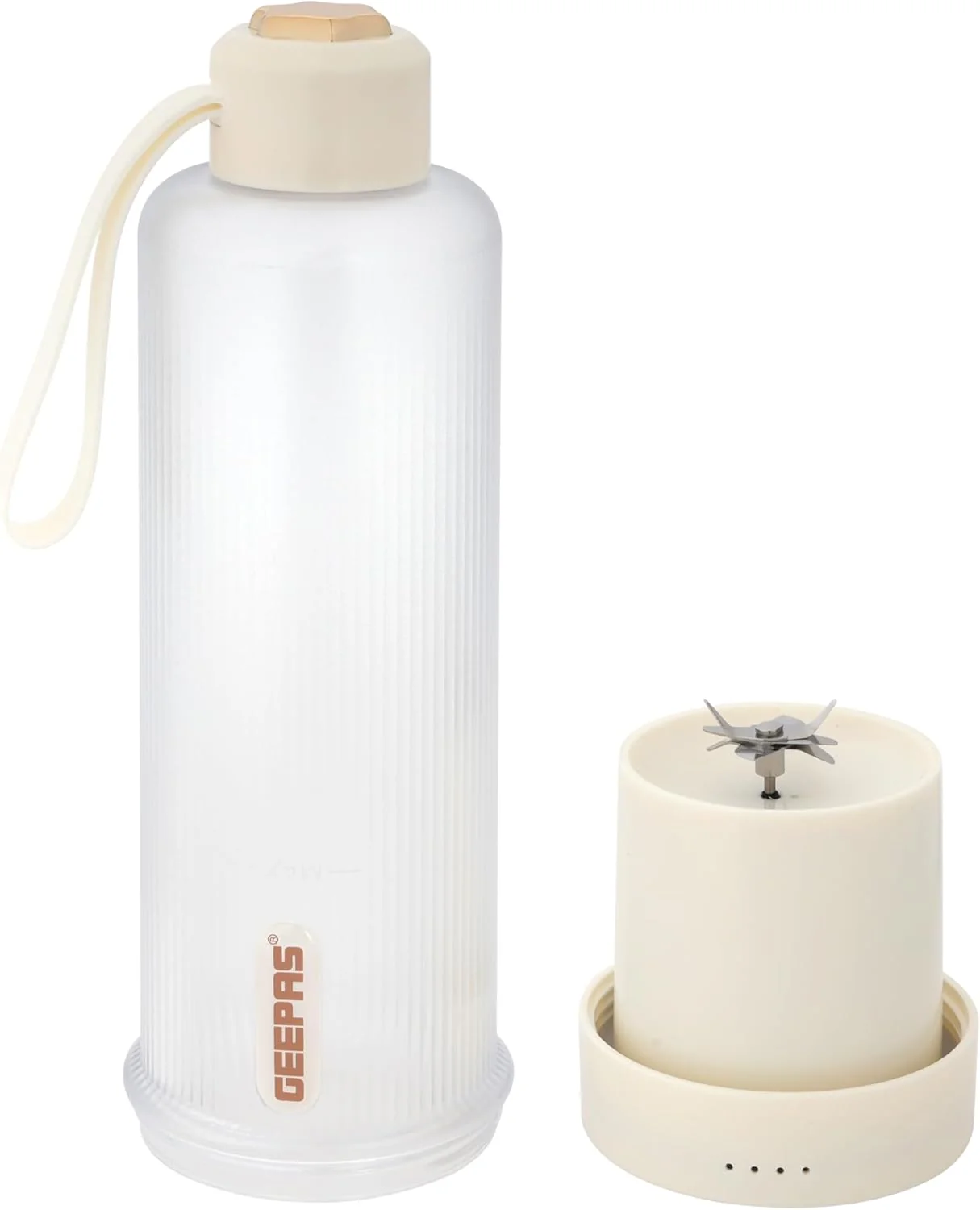 Geepas Rechargeable Portable Blender- GSB44055/ 450 ml Capacity, 8 Stainless Steel Blades, PC Bottle, with Smart Charging Indicators/White - Image 2