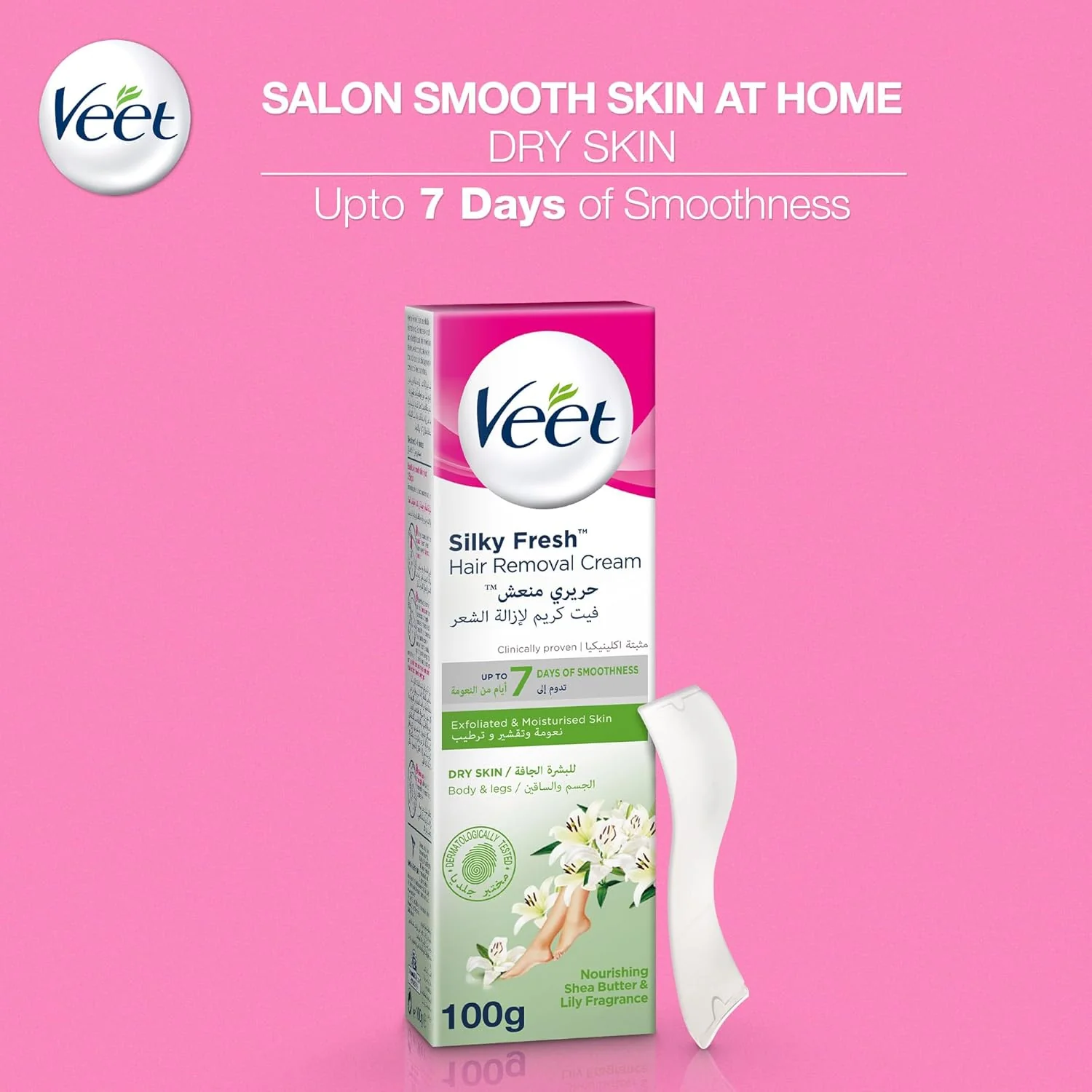 Veet Silky Fresh Hair Removal Cream, Nourishing Shea Butter & Lily Scent- 100g - Image 2