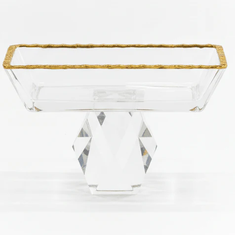 Velvet Rectangular Gold-Rim Glass Serving Bowl – Stylish Serving Dish for Snacks & Appetizers – 13.5×9 cm