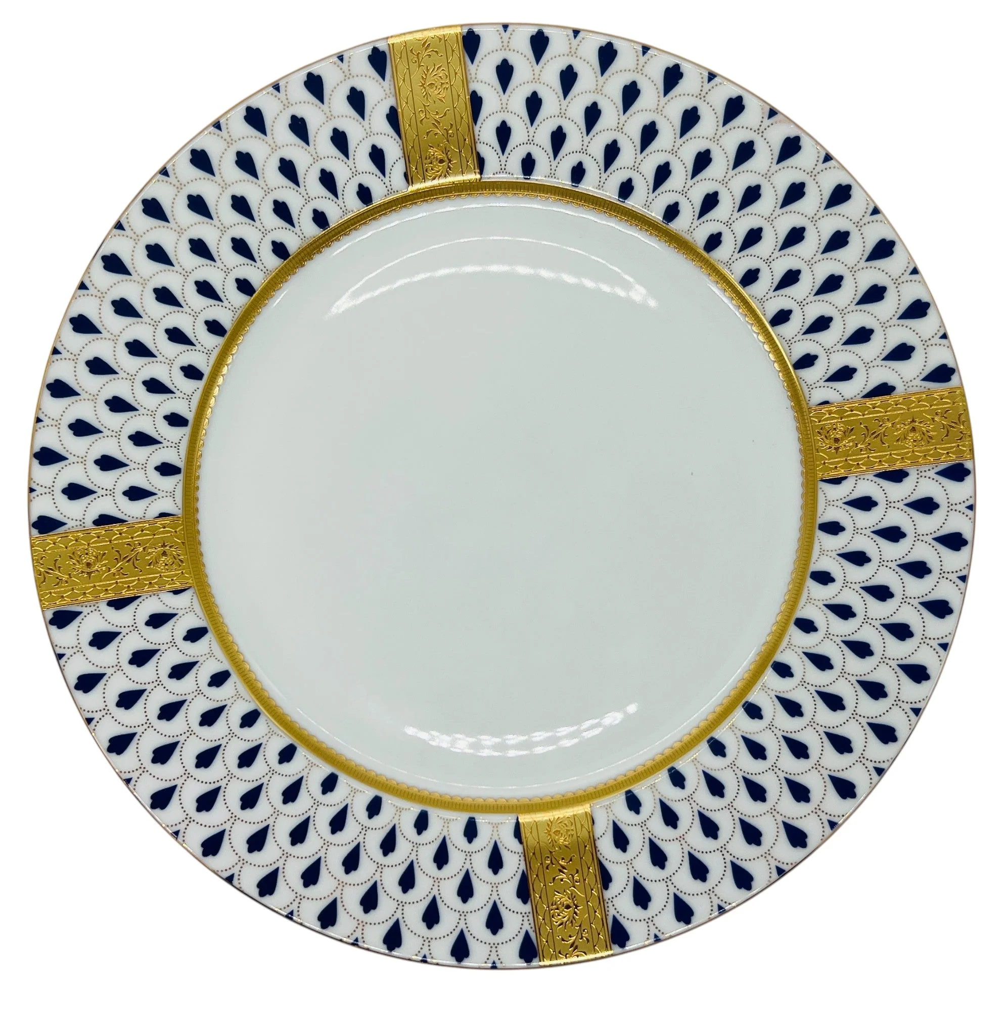 Veronese Ceramic Dinner Plate 10.75", Italian Design, Blue and Gold, PE19295
