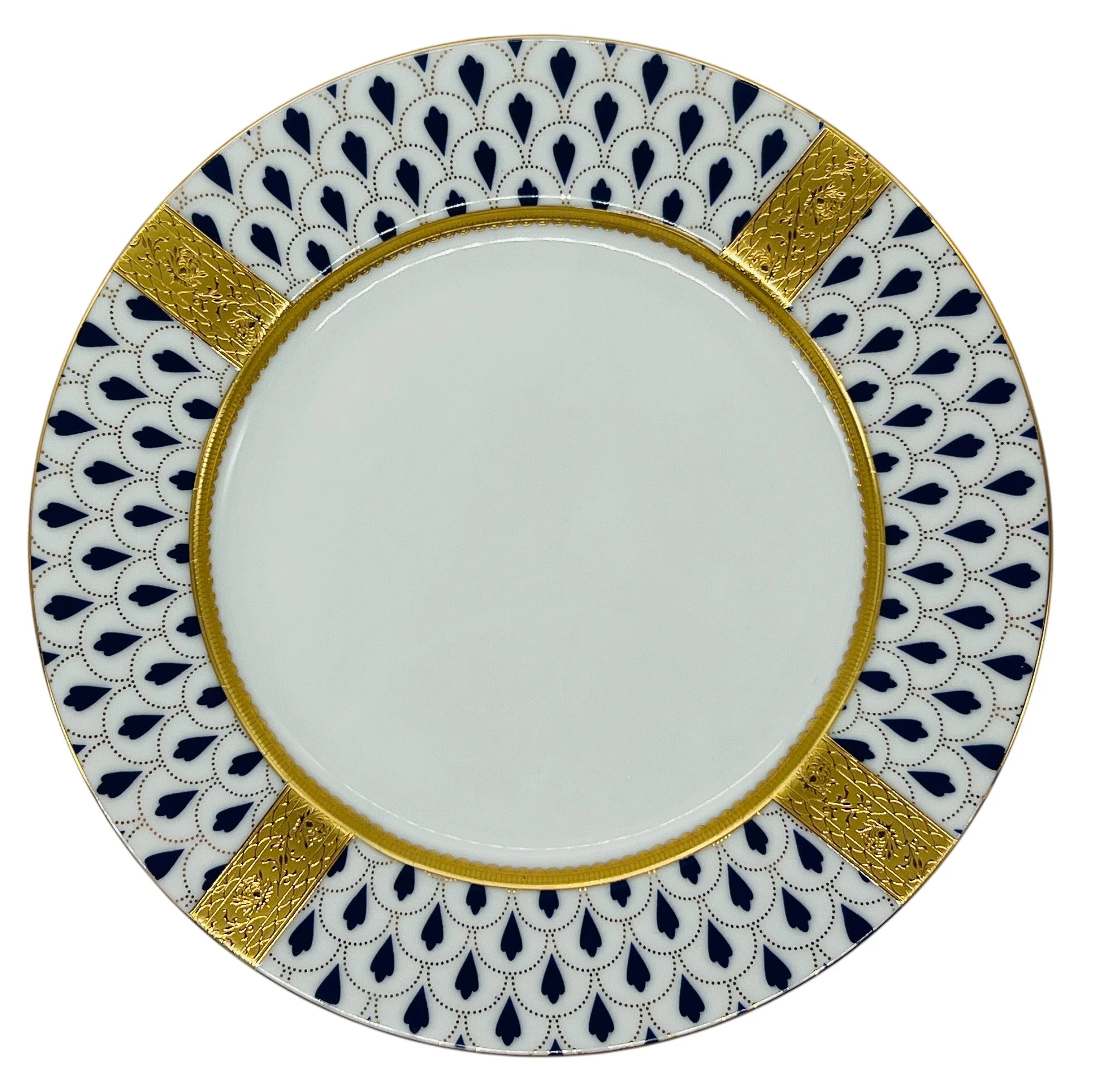 Veronese Ceramic Plate 8", Italian Design, Blue and Gold, PE19296