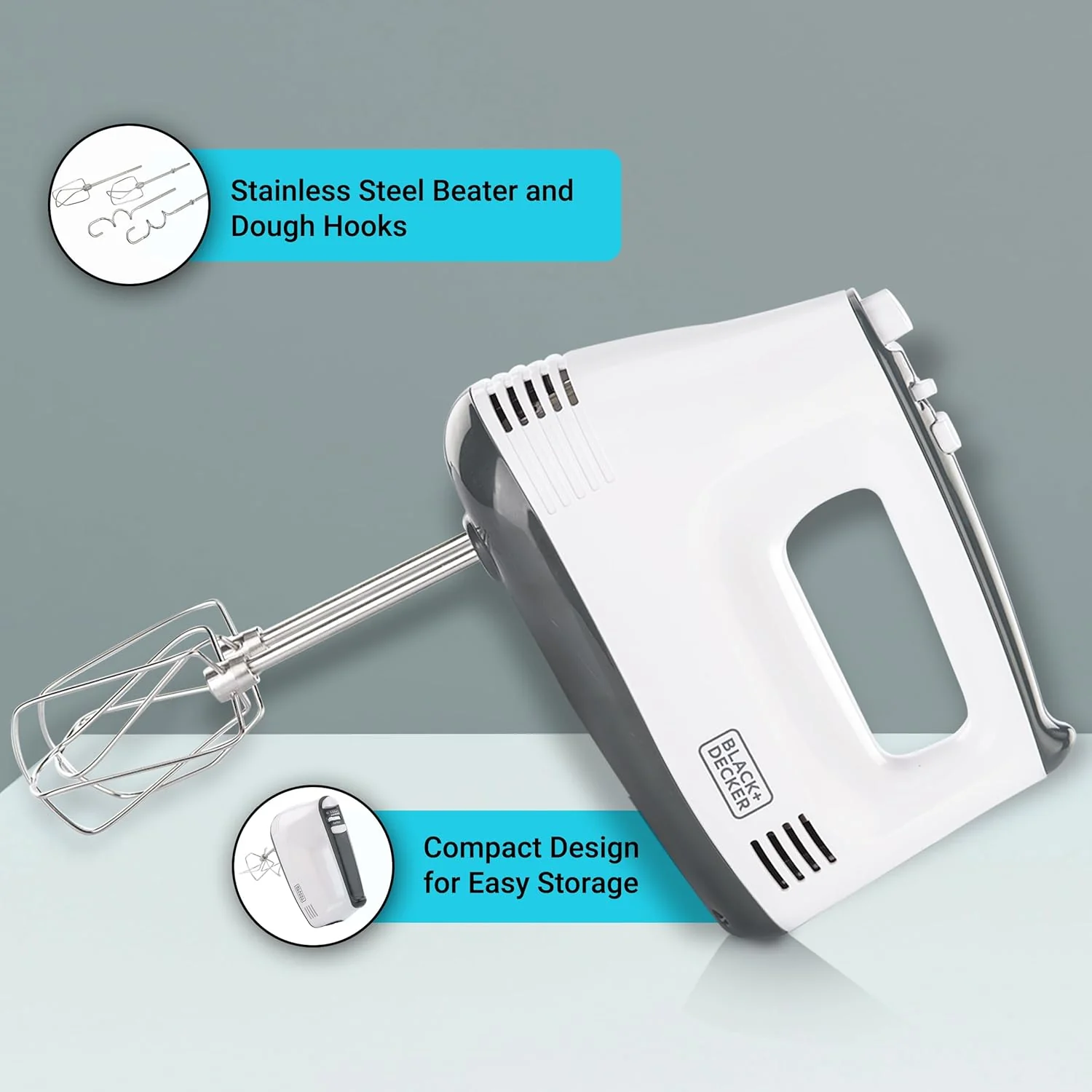 Black & Decker 300W Hand Mixer White M350-B5 - Image 4