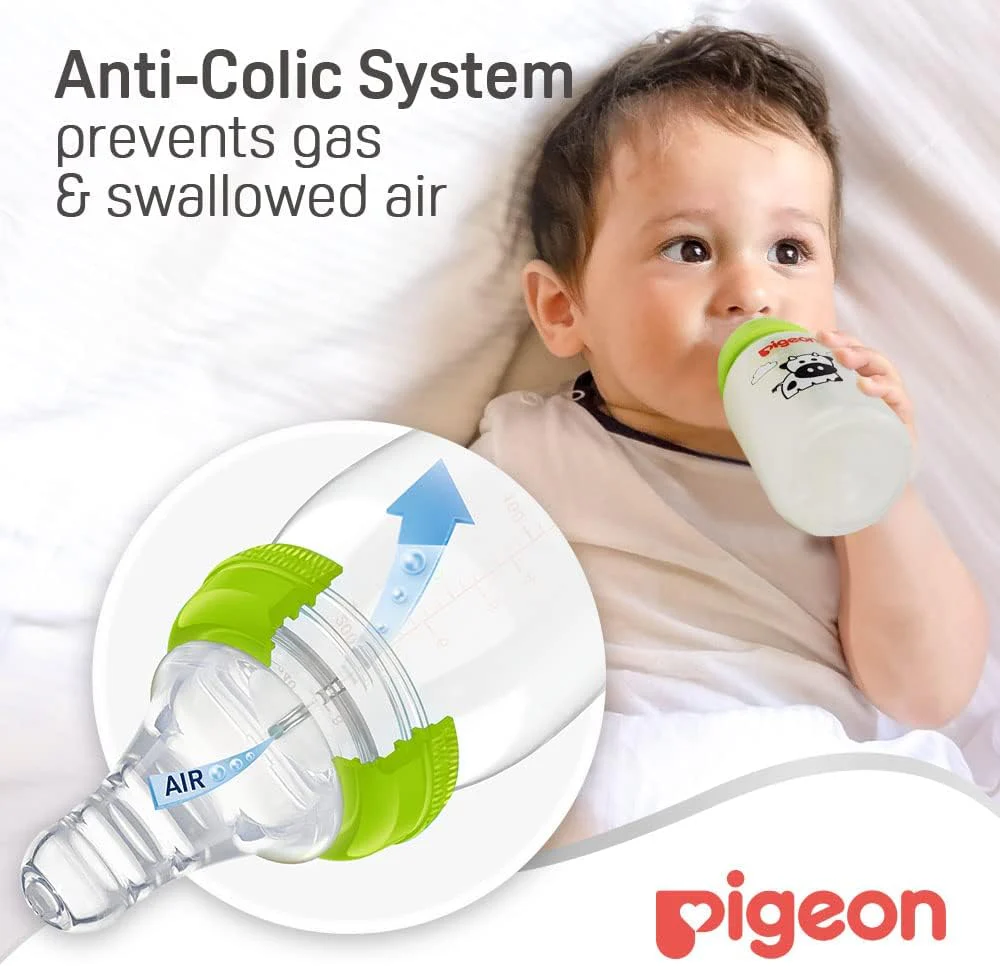 Pigeon Slim Neck Animal Decorated Plastic Feeding Bottle, Ultra Soft Silicone Nipple, Anti Colic, Bpa & Bps Free, 120Ml, Multicolor - Image 4
