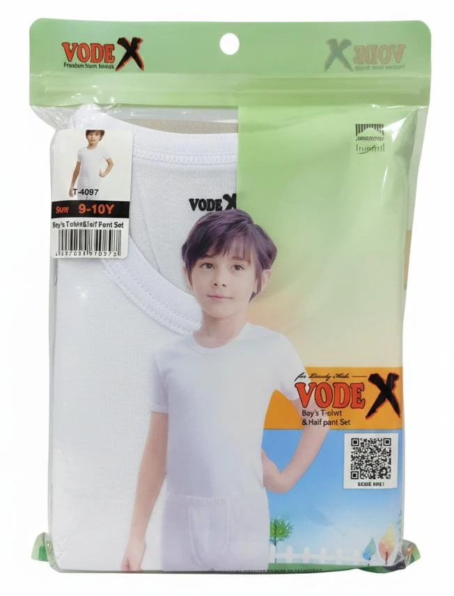 Vodex Boys Cotton T-Shirt with Half Pant Clothing Set, Easy Fit & Durable, White Color, Playwear, 9–10 Years`