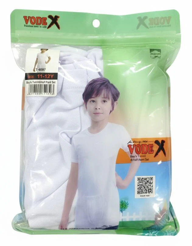 Vodex Boys Cotton T-Shirt with Half Pant Clothing Set, Premium Quality Fabric, White Color, Kids Wear, 11–12 Years
