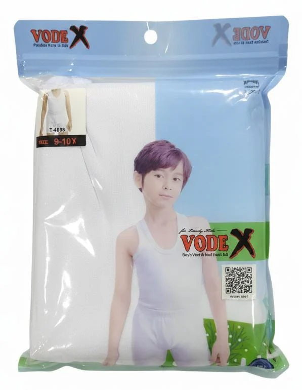 Vodex Boys Cotton Vest with Half Pant Set, Smooth Finish Fabric, White Color, Casual Wear, 9–10 Years