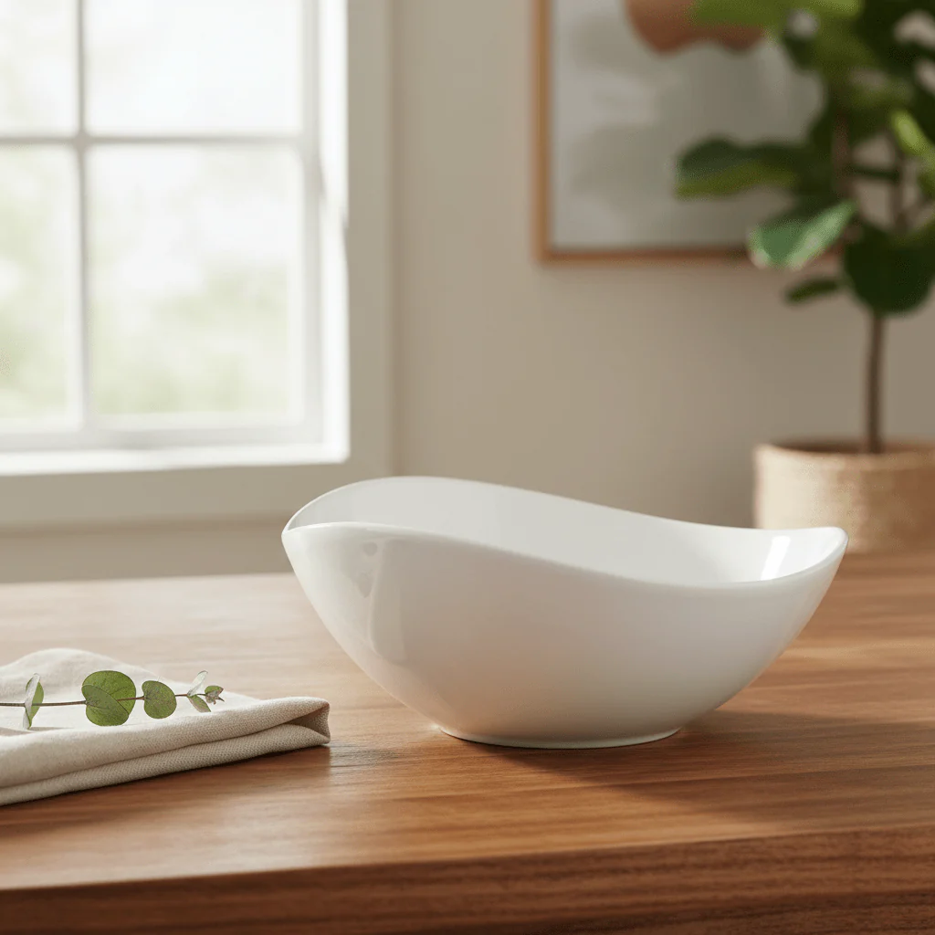 Symphony Premium White Ceramic Serving Bowl – 20.5 cm - Image 2
