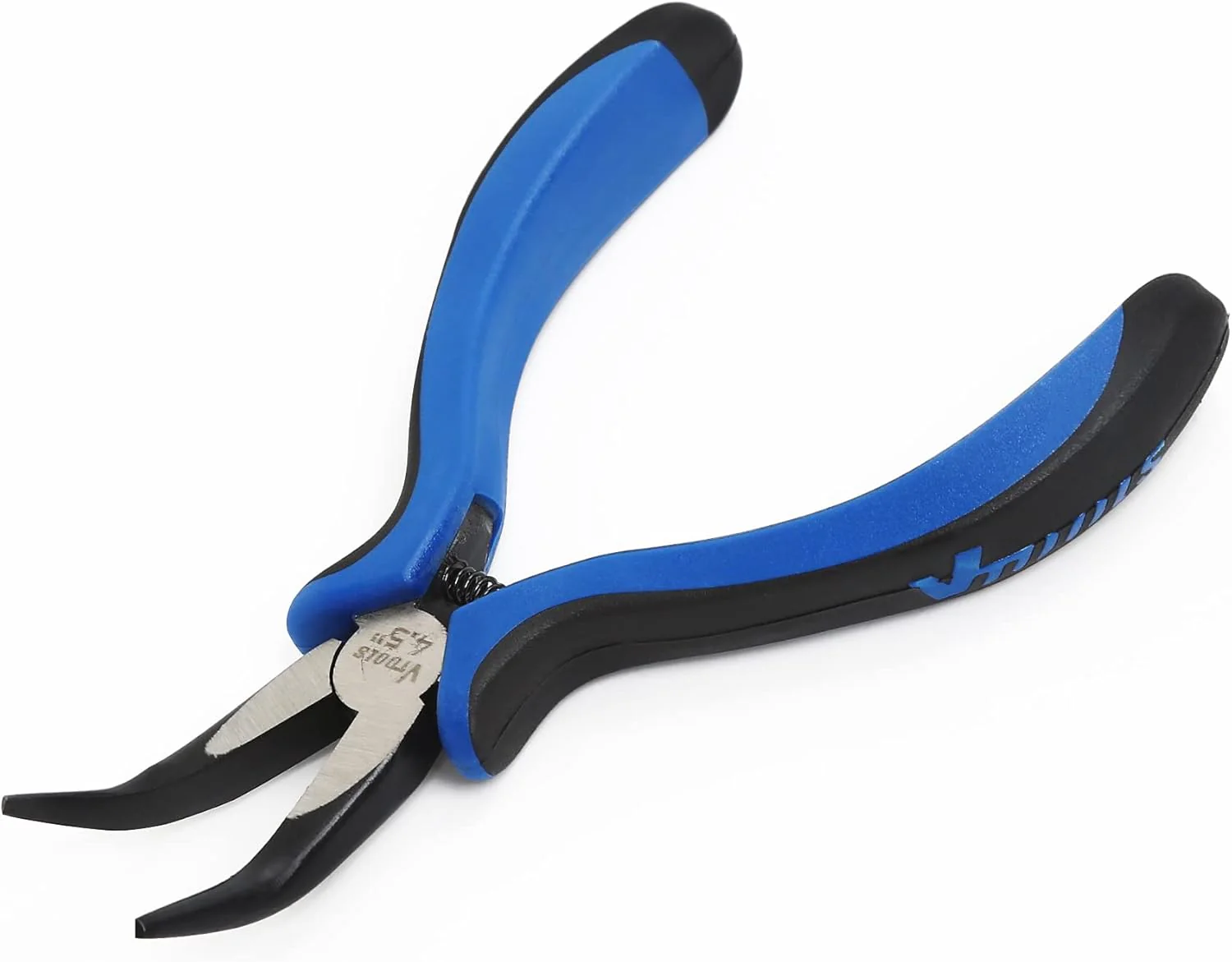 Vtools 4.5 Inch Mini Bent Nose Pliers, Spring Loaded Plier, Carbon Steel & Black Polished Finish, Extra strength, Anti-Slip Handles, Jewelry Making, Gripping Small Component, Pack 1, VT2149