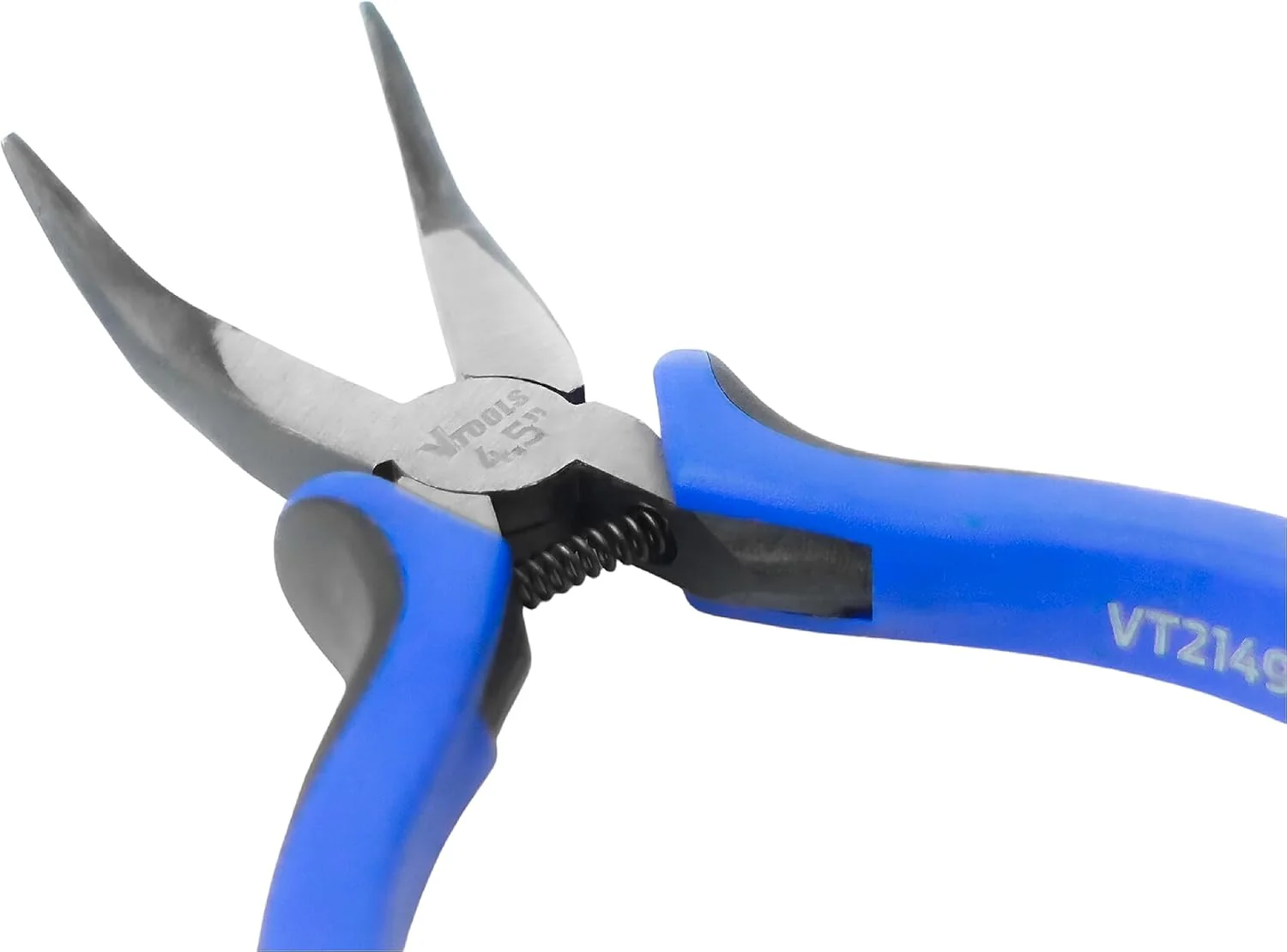 Vtools 4.5 Inch Mini Bent Nose Pliers, Spring Loaded Plier, Carbon Steel & Black Polished Finish, Extra strength, Anti-Slip Handles, Jewelry Making, Gripping Small Component, Pack 1, VT2149 - Image 3