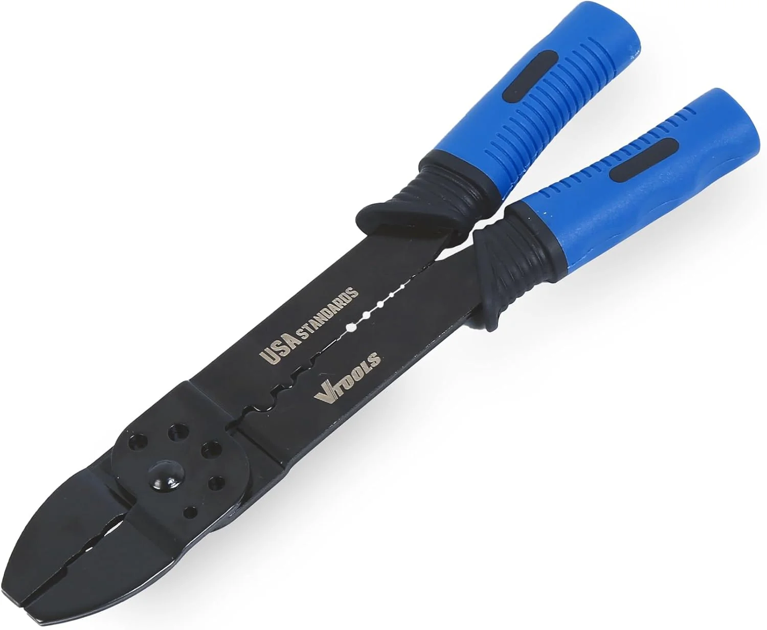 VTOOLS 9 Inch Automatic Wire Stripper Cutter, Steel With Comfortable Handle, Cutting Pliers Tool for Wire Stripping, Cutting and Crimping, Blue, VT2236 - Image 4