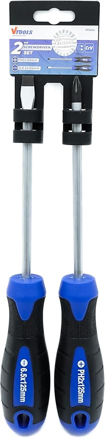 VTOOLS Screw Driver 2pc Set(+ PH 2x125mm, - SL 6.5x125mm)