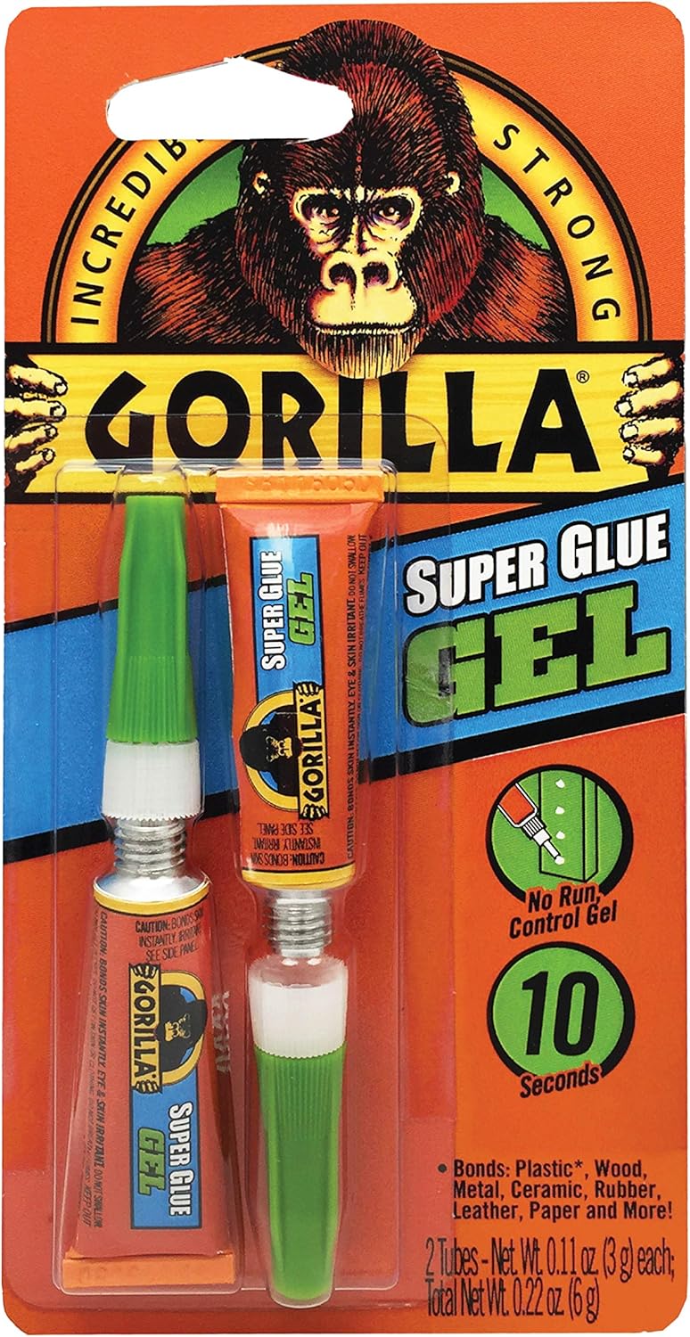 Gorilla Super Glue Gel 3g Tubes (2 Count) – Clear, No-Run Formula