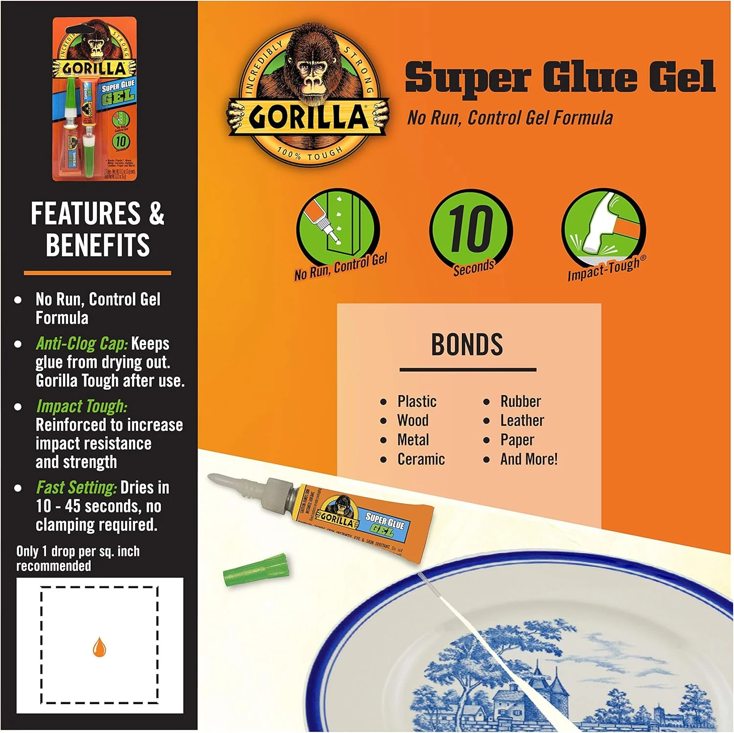 Gorilla Super Glue Gel 3g Tubes (2 Count) – Clear, No-Run Formula - Image 4