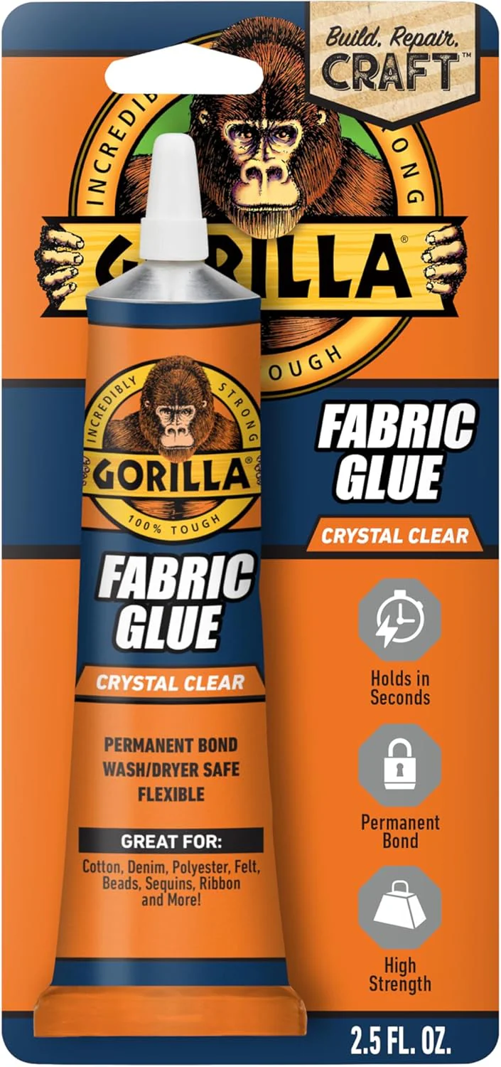Gorilla Clear Waterproof Fabric Glue (2.5 Ounce) – Strong & Flexible Bond