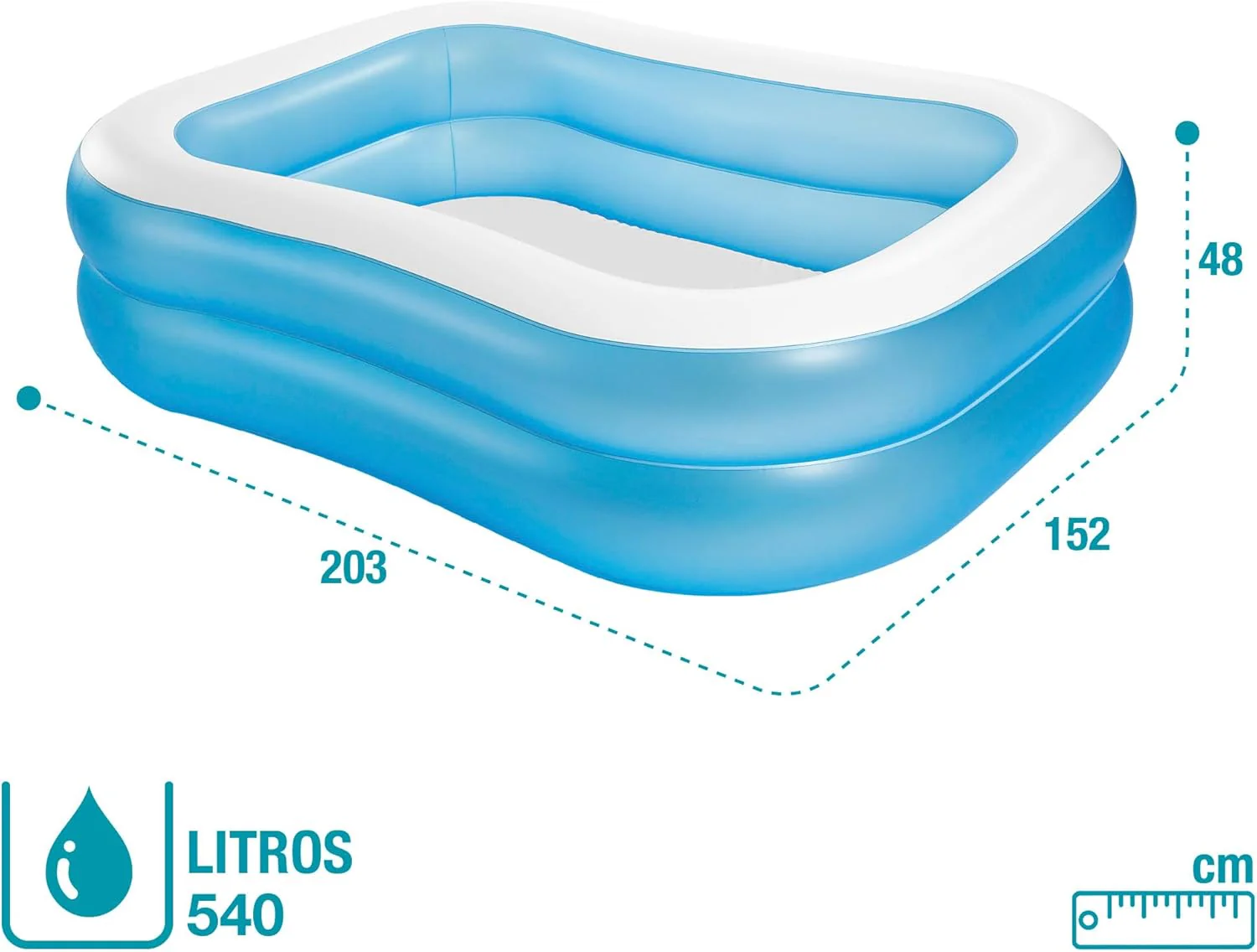 Intex 57180 Swim Center Family Inflatable Pool – 203 x 152 x 48 cm | Blue - Image 3