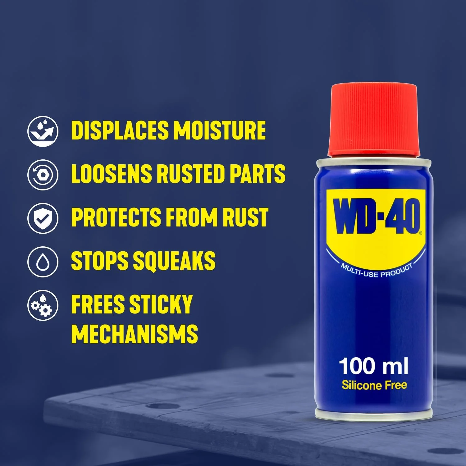 WD-40 Multi-Use 100ml Spray Aerosol Can All-Purpose Lubricant, Cleans Rust, for Home & Workshop Use - Image 4