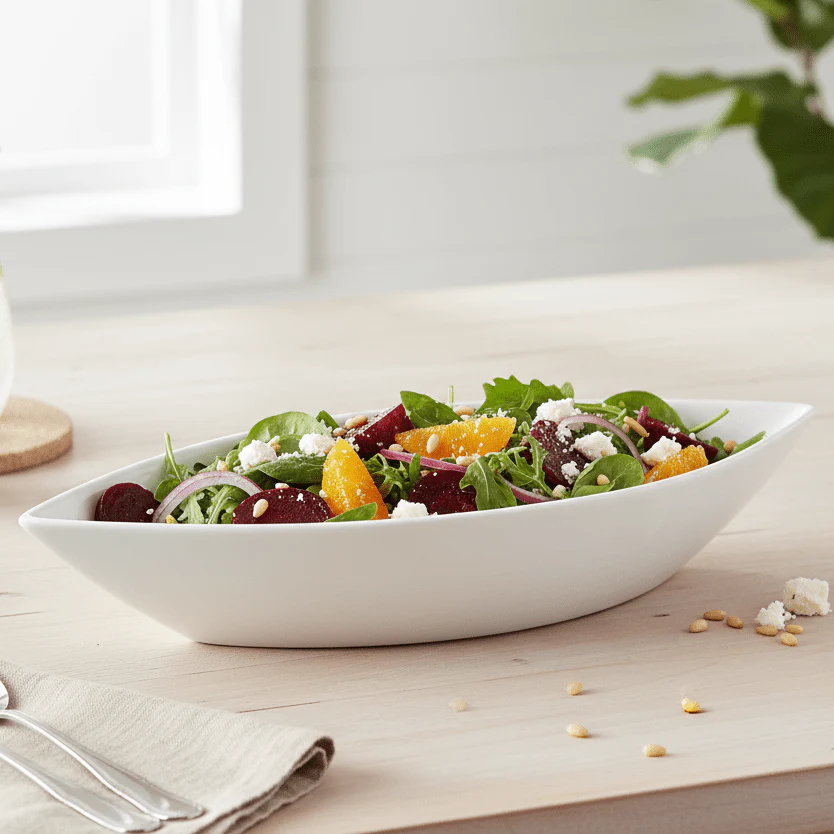 Symphony Premium White Ceramic Oval Bowl – 34 x 13 cm - Image 2