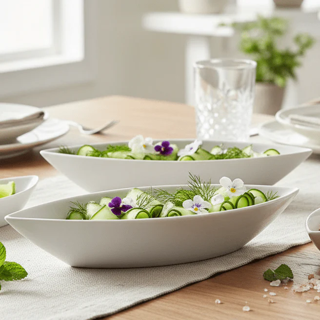 Symphony Premium White Ceramic Oval Bowl – 34 x 13 cm - Image 3