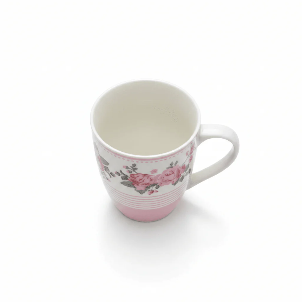 Rose Garden Ceramic Mug — 300ml | White & Pink Floral Drinkware - Image 4