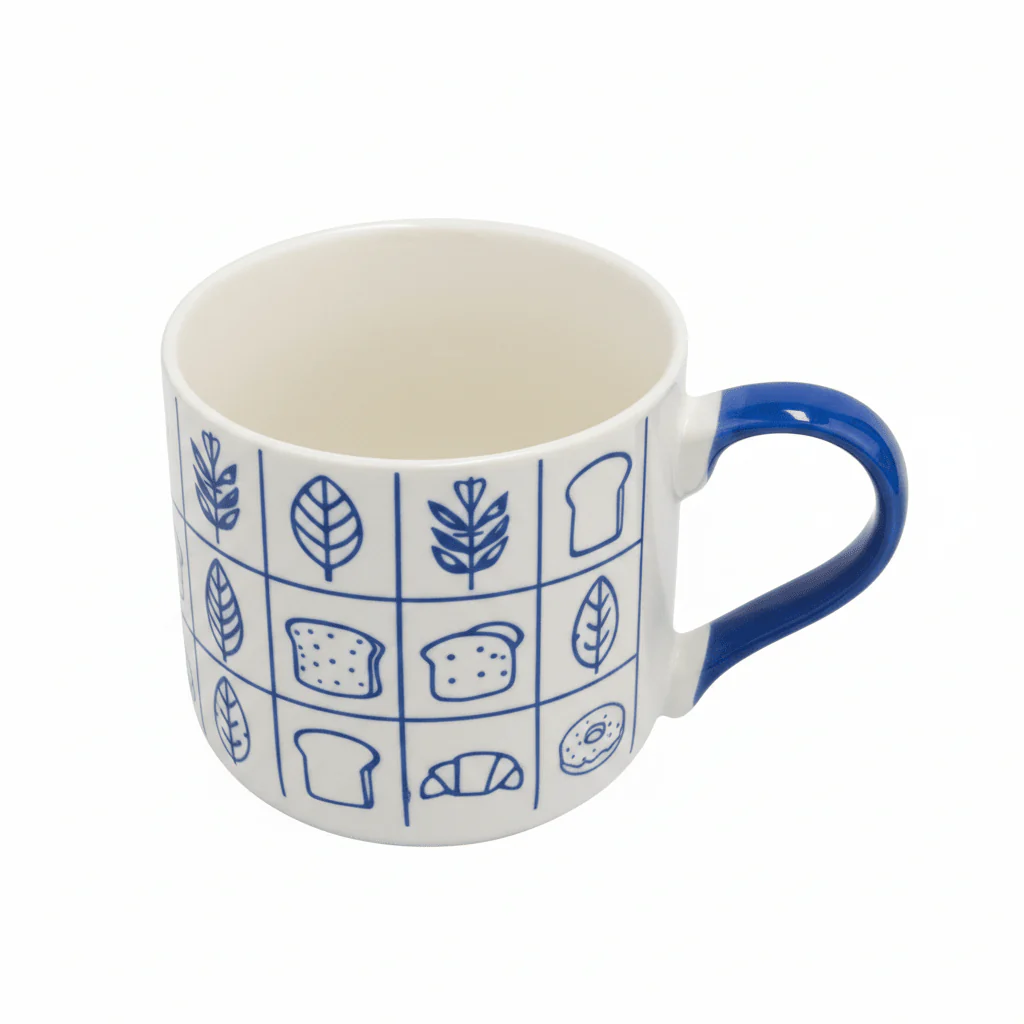 Artisan Ceramic Mug 380ml — Blue Harvest Edition | White & Blue Illustrated Mug with Ergonomic Handle - Image 4