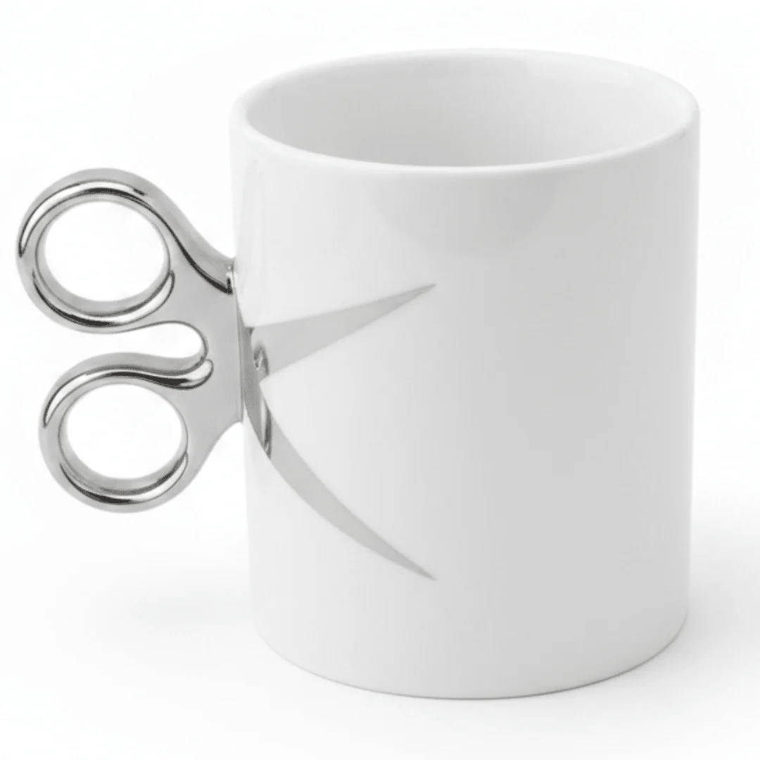 White Artisan Scissors-Handle Ceramic Mug | 300ml