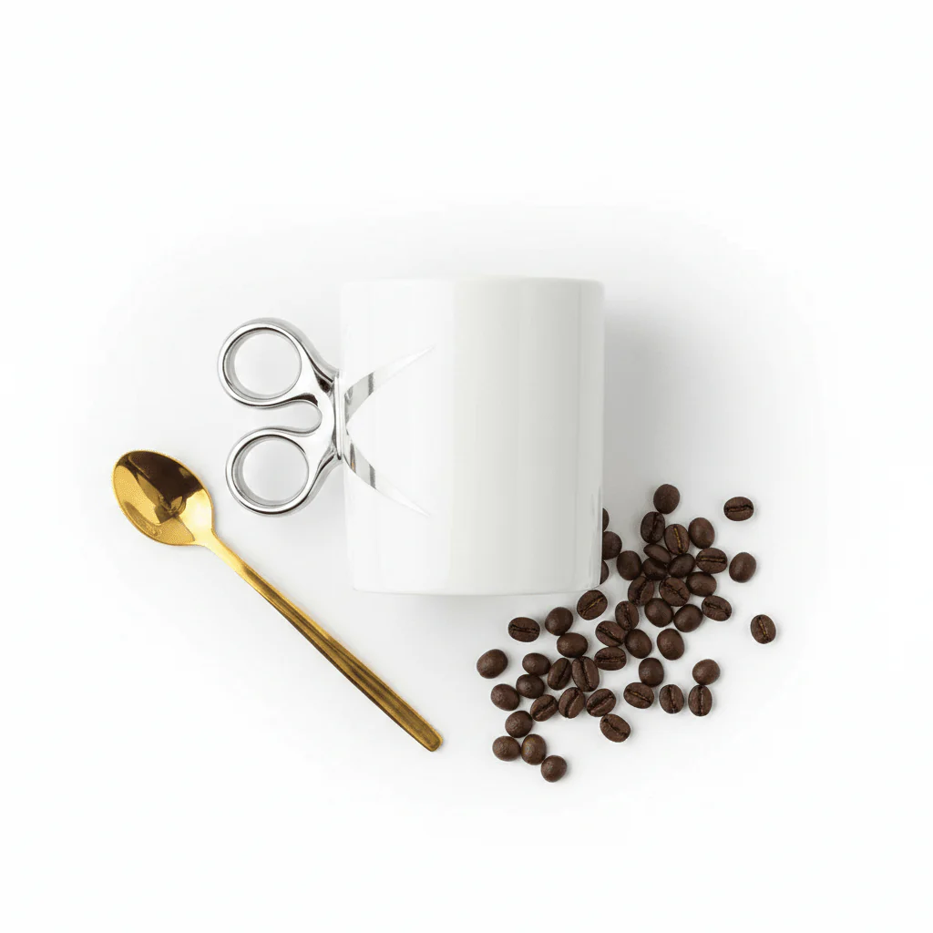 White Artisan Scissors-Handle Ceramic Mug | 300ml - Image 2