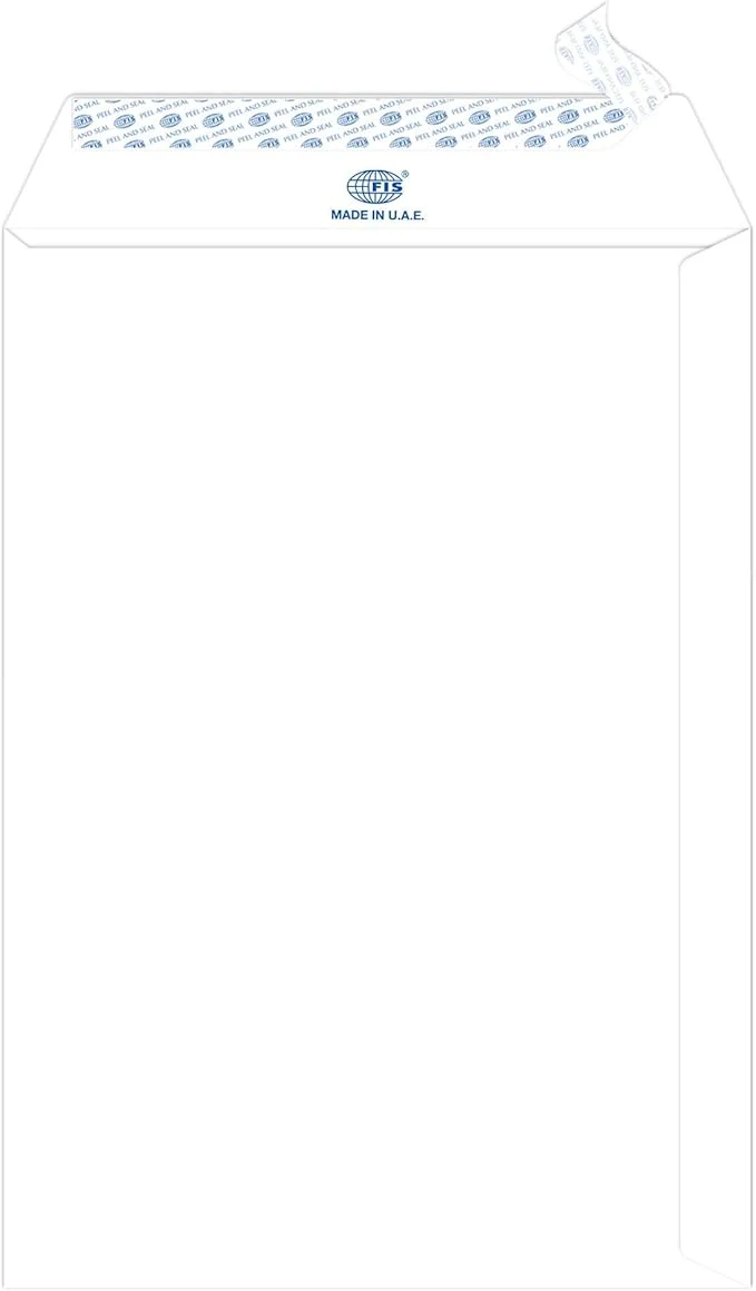 FIS White Envelopes 10X7" 50pcs Peel&Seal - Image 2