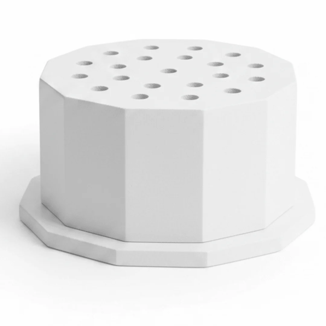White Octagonal Wooden Incense Burner  | 6×10cm