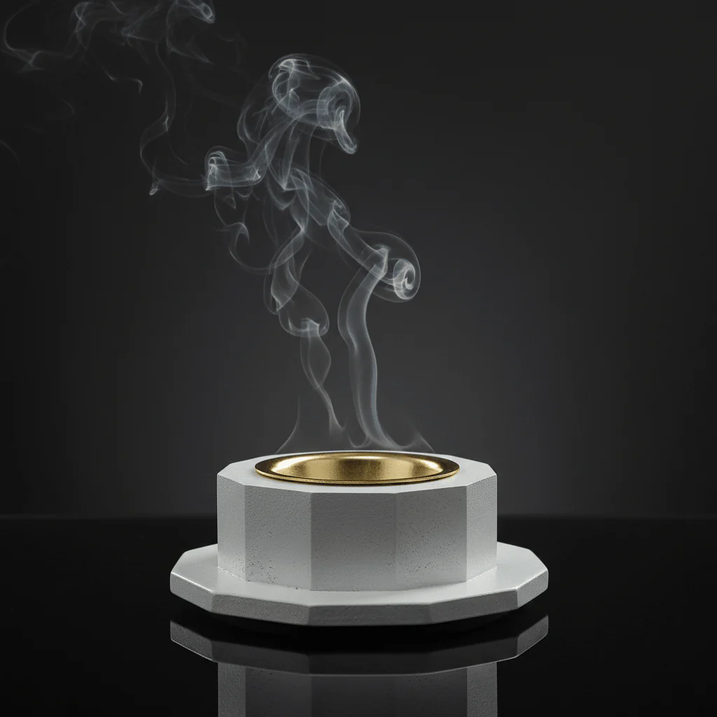 White Octagonal Wooden Incense Burner  | 6×10cm - Image 3